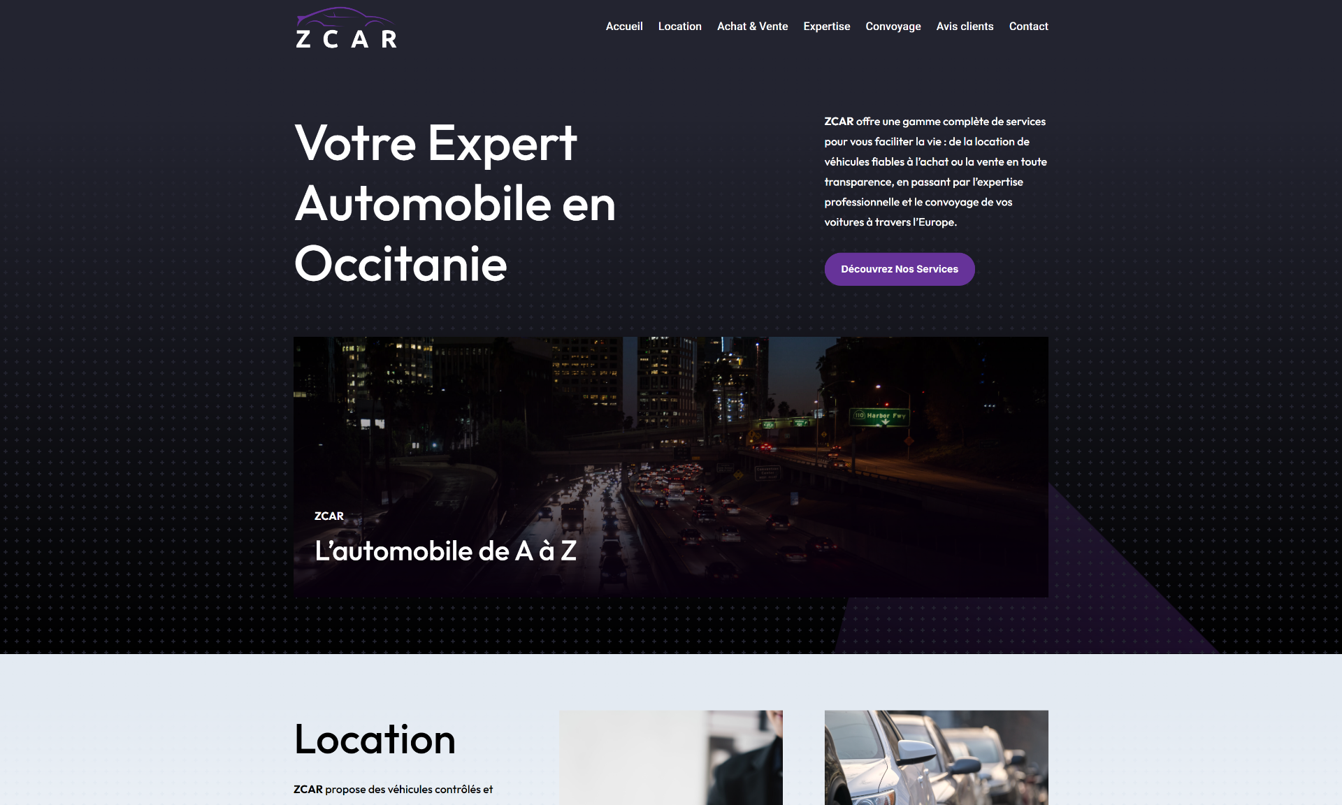 Site Zcar.fr, réalisé par Sitor